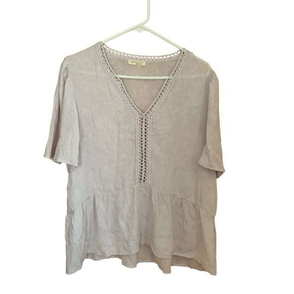 Lovestitch Lattice Trim Top Pale Pink Crotchet Peplum Blouse M - Picture 5 of 9